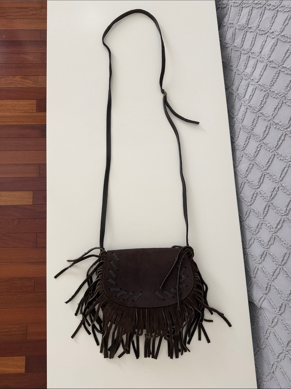 Forever 21 Dark Brown Suede Fringe Crossbody Bag